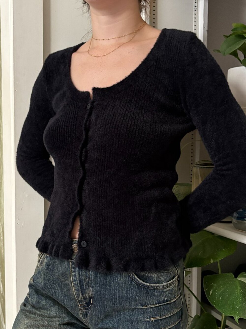 ASOS Black Fuzzy Cardigan - 8